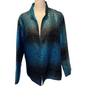 Grace Chuang black and turquoise jacket. Size XL. NWOT